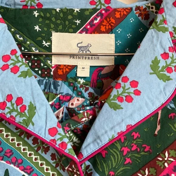 NWT PRINTFRESH Horses with Red Berries Cotton Long Pajama Set Size Medium - Picture 5 of 8